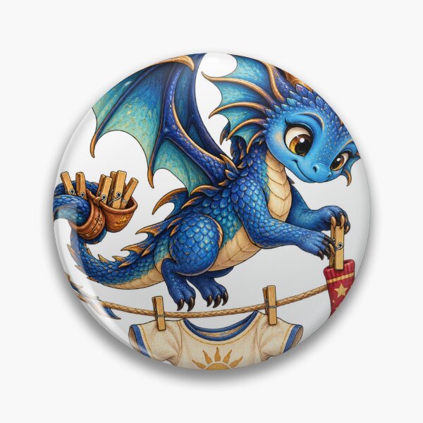 Item preview, Blue dragon hangs up colorful laundry designed and sold by LongIslandDesgn.