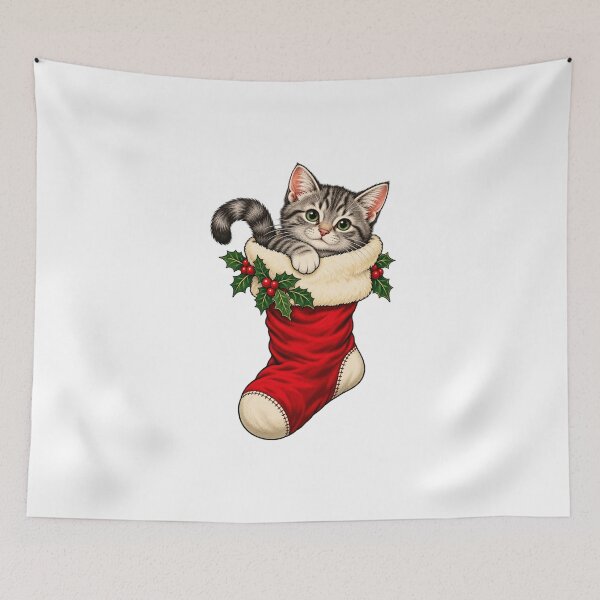 Item preview, Cat Christmas Stocking designed and sold by cybersilverhand.