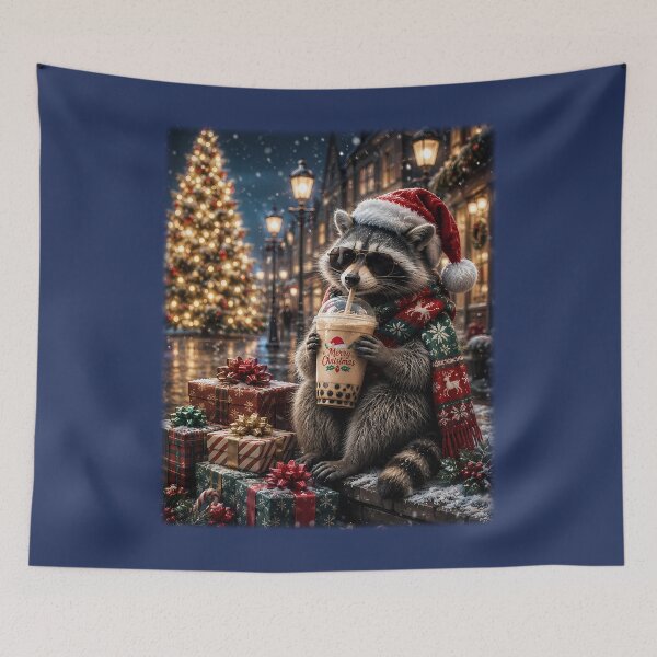 Item preview, Merry Christmas Raccoon with Gifts designed and sold by MalwasBasket.