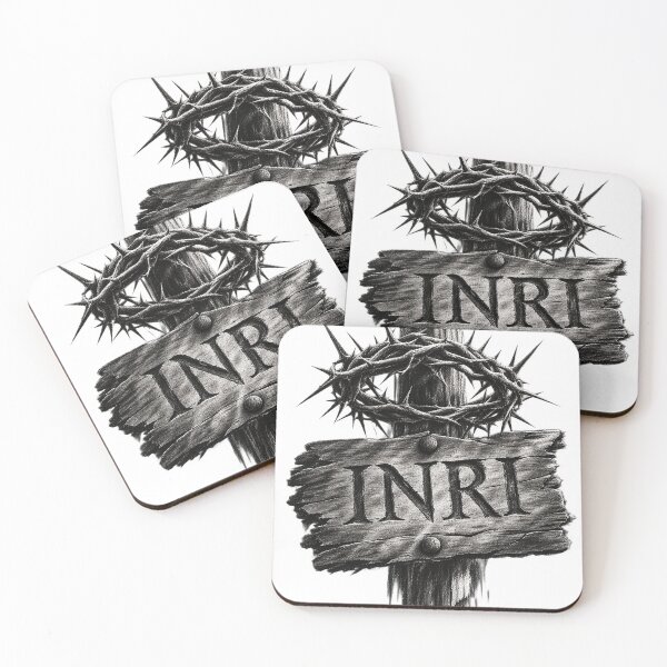 Item preview, INRI Crown of Thorns – Christian Charcoal Art designed and sold by BiiiG.