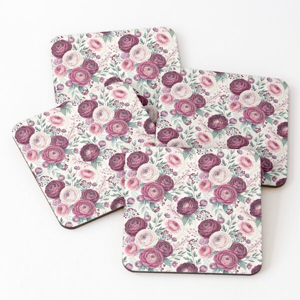 Item preview, Burgundy Pink Ranunculus Botanical Pattern designed and sold by Storybook Botanica.