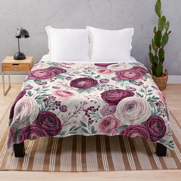 Item preview, Burgundy Pink Ranunculus Botanical Pattern designed and sold by Storybook Botanica.