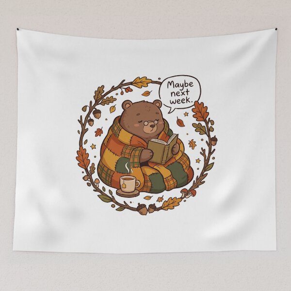 Item preview, Cozy Bear Reading Book with Autumn Tea designed and sold by JC Art Creations.