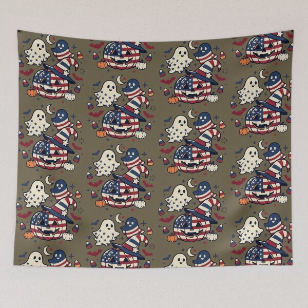 Item preview, Patriotic Halloween Ghosts and Pumpkin USA designed and sold by HANG ON STUDIO .