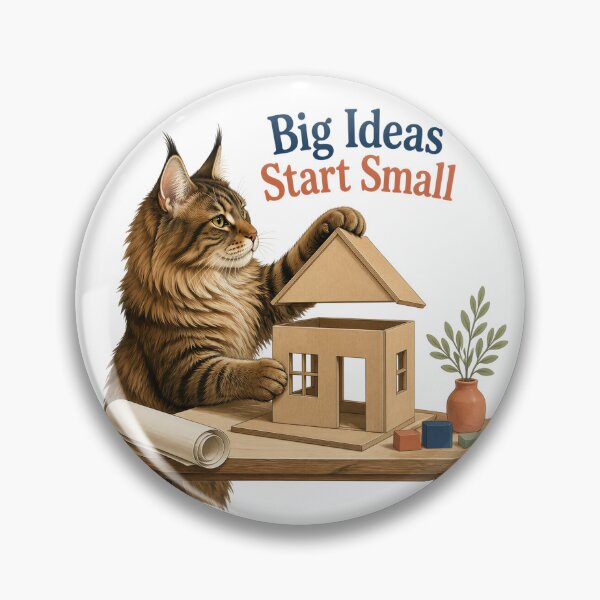 Item preview, Maine Coon Architect Cat Building a House Model designed and sold by PurrBloom Studio.