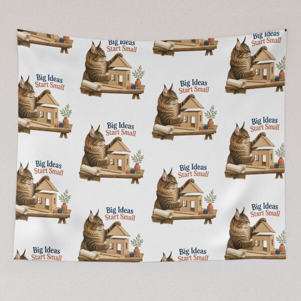 Item preview, Maine Coon Architect Cat Building a House Model designed and sold by PurrBloom Studio.