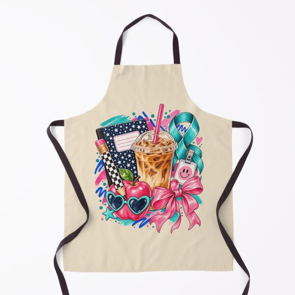 Item preview, School Supplies Watercolor Collage Preppy Teacher Coffee Pink Bow Art designed and sold by AmiGraph.