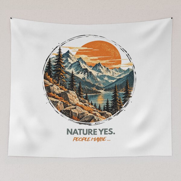 Item preview, Nature Yes People Maybe – Retro Mountain Hiking & Introvert Humor designed and sold by Terannart.