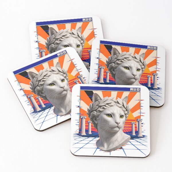 Item preview, Marble Cat Bust – Retro Desktop Sunset designed and sold by chadmius.