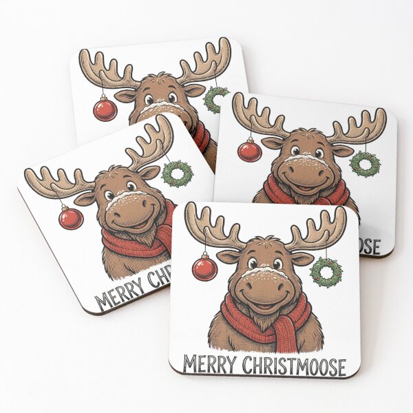 Item preview, Merry Christmoose – Moose With Antler Ornaments Funny Christmas Pun designed and sold by CozyCornerDesigns.