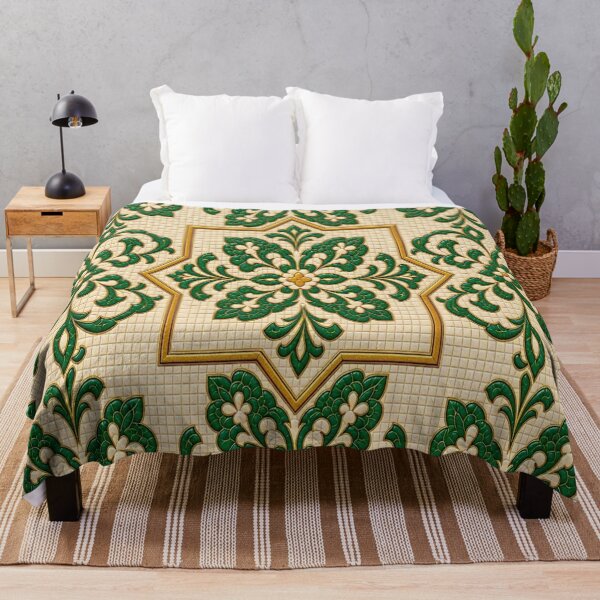 Item preview, Traditional Moroccan Tile Crest Luxury Emerald Green Ceramic Pattern designed and sold by Breezes-of-Ida.