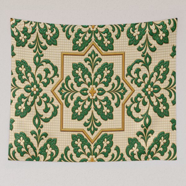 Item preview, Traditional Moroccan Tile Crest Luxury Emerald Green Ceramic Pattern designed and sold by Breezes-of-Ida.