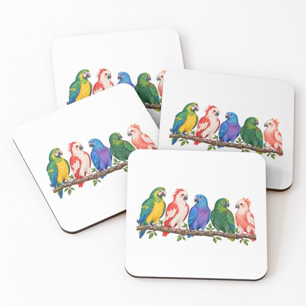 Item preview, Tropical Parrots Macaw Cockatoo Rain Forest Birds Art designed and sold by lamiarte.