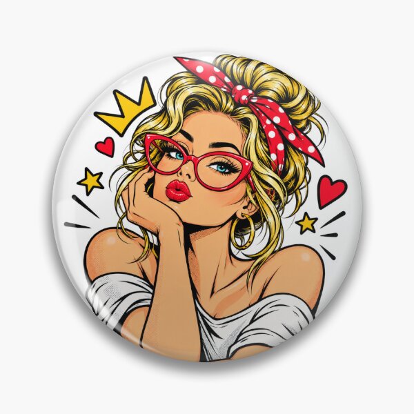 Item preview, Retro Pop Art Woman – Blonde Girl with Red Cat Eye Glasses designed and sold by Terannart.