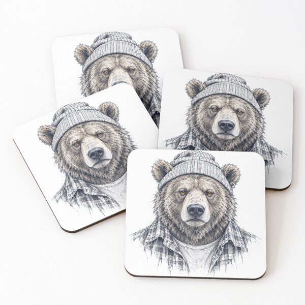 Item preview, Grunge Bear – Beanie and Plaid Flannel Animal Sketch designed and sold by Paper-Pickle.