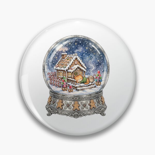 Item preview, Gingerbread House Snow Globe with Sleepy Cat - Cozy Christmas Bakery designed and sold by PrettyCrypt.
