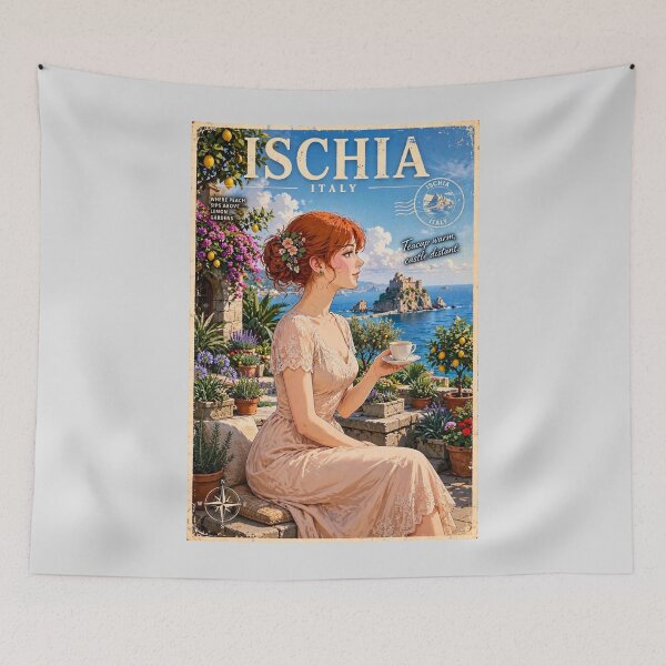 Item preview, Italy — Ischia — Tea in a Mediterranean Garden designed and sold by DibujandoPorfa.