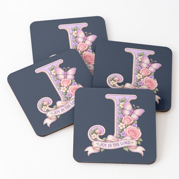 Item preview, Joy in the Lord Letter J – Pastel Lavender Butterfly Floral Christian Monogram designed and sold by HO•Designs.