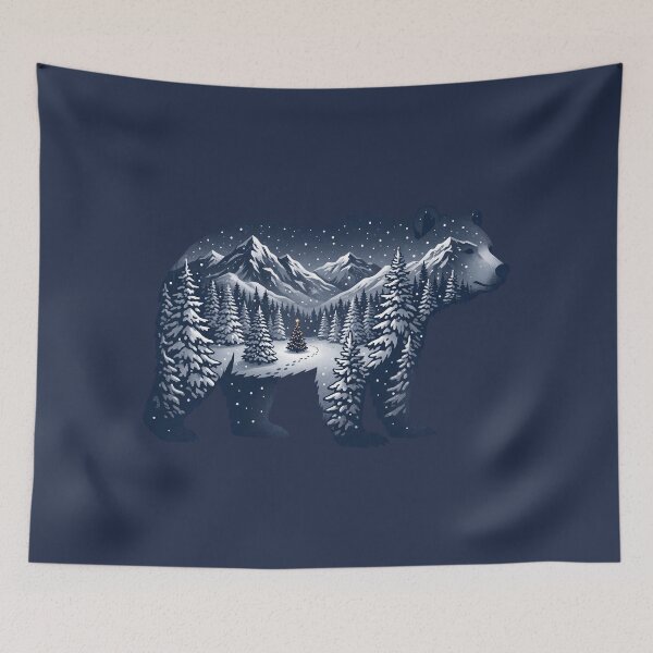 Item preview, Snowy Bear Winter Forest Night designed and sold by Rariks.