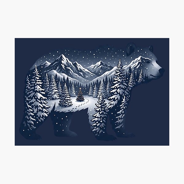 Item preview, Snowy Bear Winter Forest Night designed and sold by Rariks.