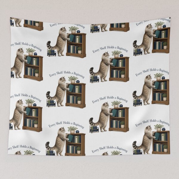 Item preview, Siberian Librarian Cat Shelving a Book designed and sold by PurrBloom Studio.