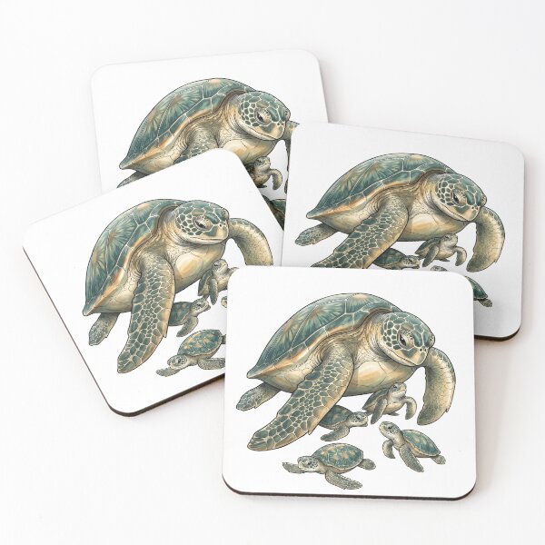 Item preview, Sea Turtle Mom and Babies Family Illustration designed and sold by PinkyDona.