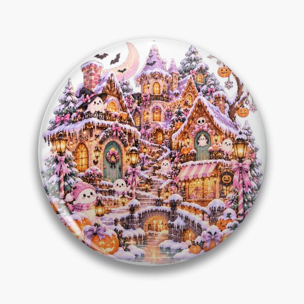 Item preview, Haunted Gingerbread Village – Pastel Gothic Winter Halloween Sticker designed and sold by PaginaBrew.