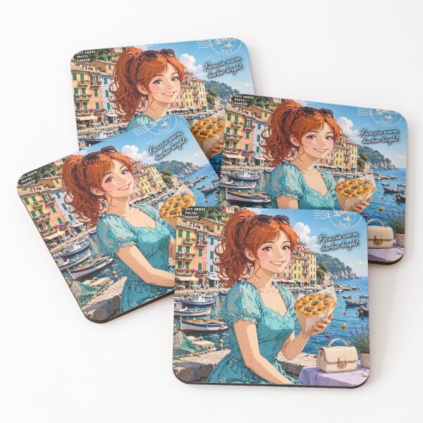 Item preview, Italy — Camogli — Focaccia by the Colorful Waterfront designed and sold by DibujandoPorfa.