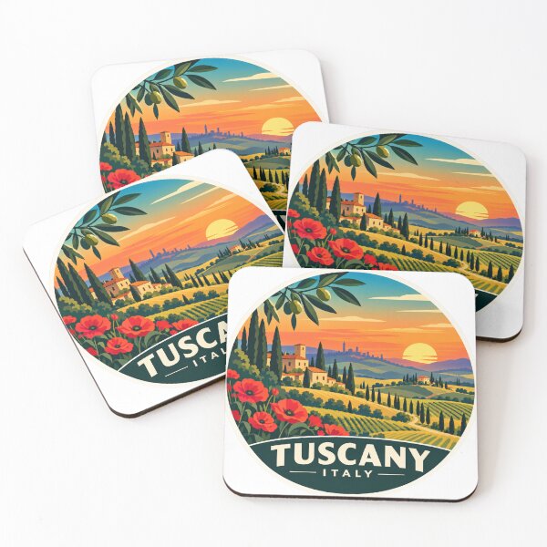Item preview, Tuscany Italy Sunset Landscape Vintage Travel Art designed and sold by GusiaTreasures.