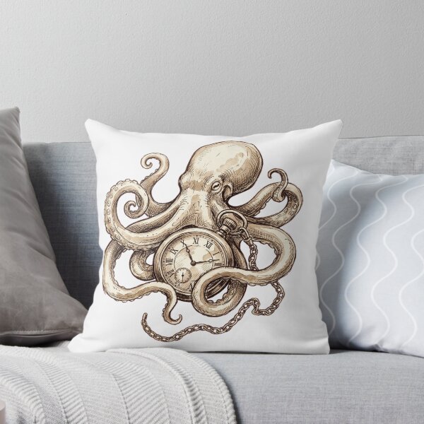 Item preview, Sepia Ink Octopus with Pocket Watch designed and sold by DariaDoodleArt.