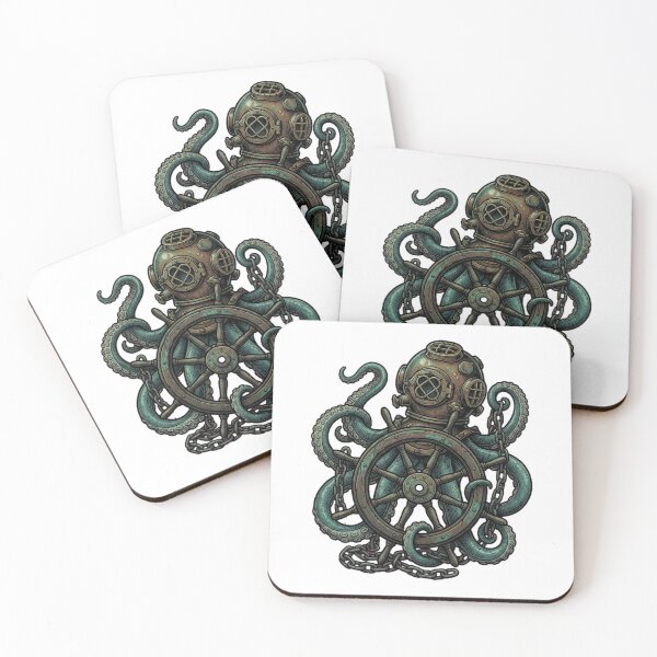 Item preview, Steampunk Diver Octopus at the Helm designed and sold by DariaDoodleArt.