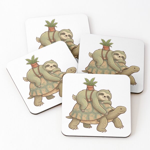 Item preview, Sloth Riding a Tortoise Through Ferns designed and sold by DariaDoodleArt.