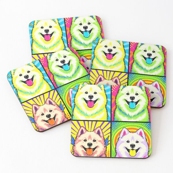 Item preview, Four Shades of Samoyed – Colorful Smiling Dog Pop Art designed and sold by TheresaNicole.