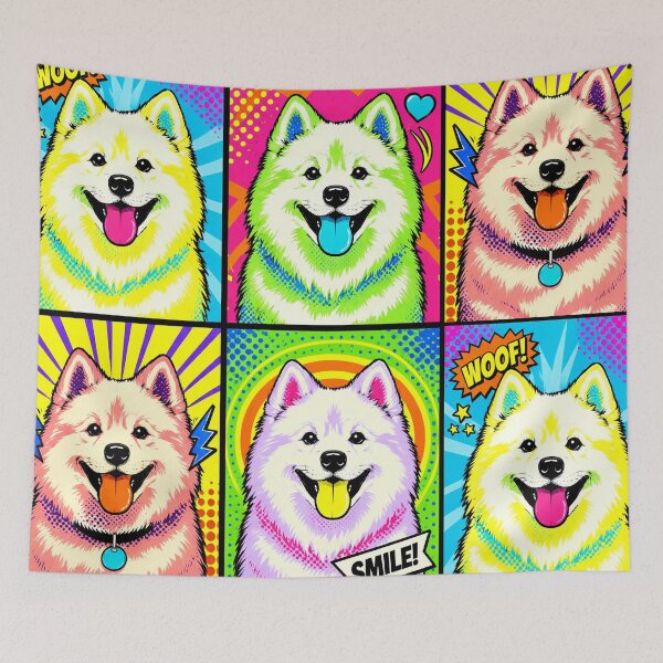 Item preview, Four Shades of Samoyed – Colorful Smiling Dog Pop Art designed and sold by TheresaNicole.