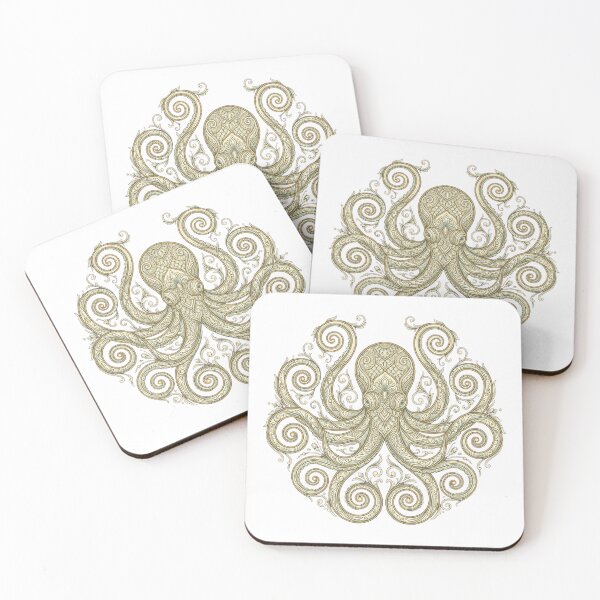 Item preview, Gold Art Nouveau Octopus Flourish designed and sold by DariaDoodleArt.