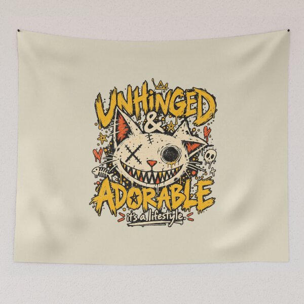 Item preview, Unhinged and Adorable – Grunge Cat Humor designed and sold by AwesomeBeyondLimits.