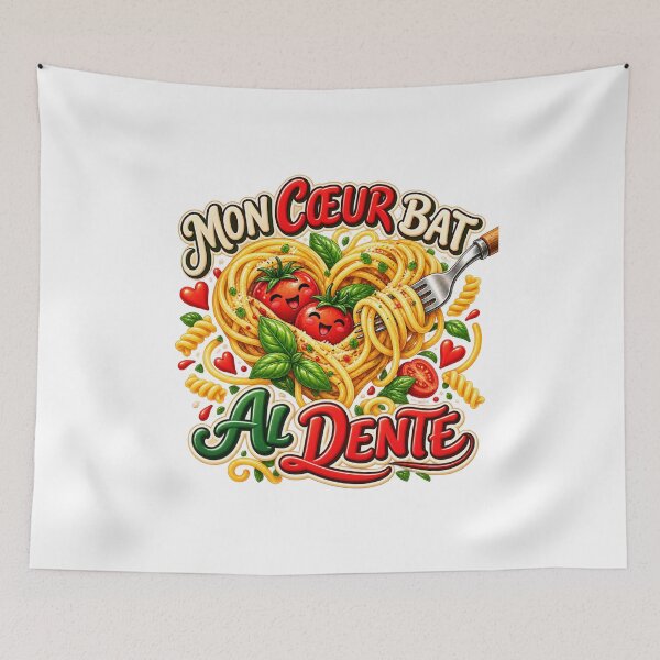 Item preview, My Heart Beats Al Dente – Funny French Pasta Lover Design designed and sold by Gino64.
