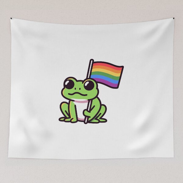 Item preview, Gay Pride Frog - Cute Rainbow Flag Cartoon designed and sold by CraftyUniverse.