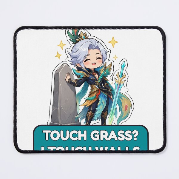 Aperçu de l'œuvre Ling Touch Grass I Touch Walls Serene Plume Meme Mobile Legends Fan Art créée et vendue par Moonlit Tower Art.