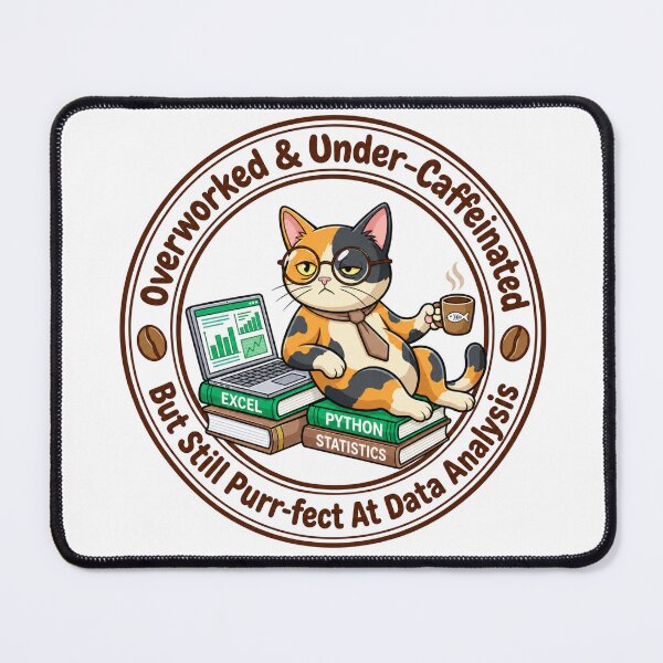 Item preview, Overworked Under Caffeinated Cat Funny Office Badge designed and sold by spreadsheetcafe.
