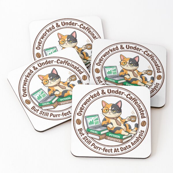Item preview, Overworked Under Caffeinated Cat Funny Office Badge designed and sold by spreadsheetcafe.