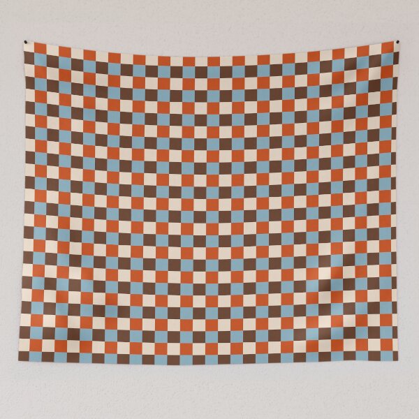 Item preview, Retro 70s Terracotta Orange Blue Brown Color Checkerboard Pattern | Minimalist Terracotta Brown Sky Blue Checkered Grid | Retro Aesthetic Gift for Her Mom Bride Students designed and sold by VivaFy.