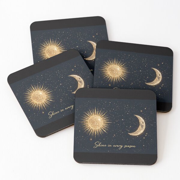 Item preview, Shine in Every Season – Gold Sun and Crescent Moon on a Dark Night Sky designed and sold by AngilGurl67.
