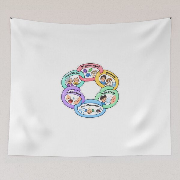 Item preview, Chain of Infection Study Aid Sticker - Drawn designed and sold by isokinetic.