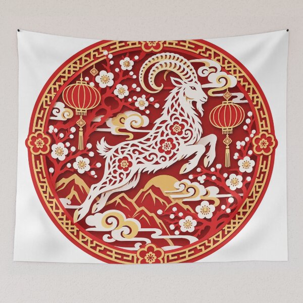 Item preview, Year of the Goat Red Paper Cut Lunar New Year designed and sold by codex401.