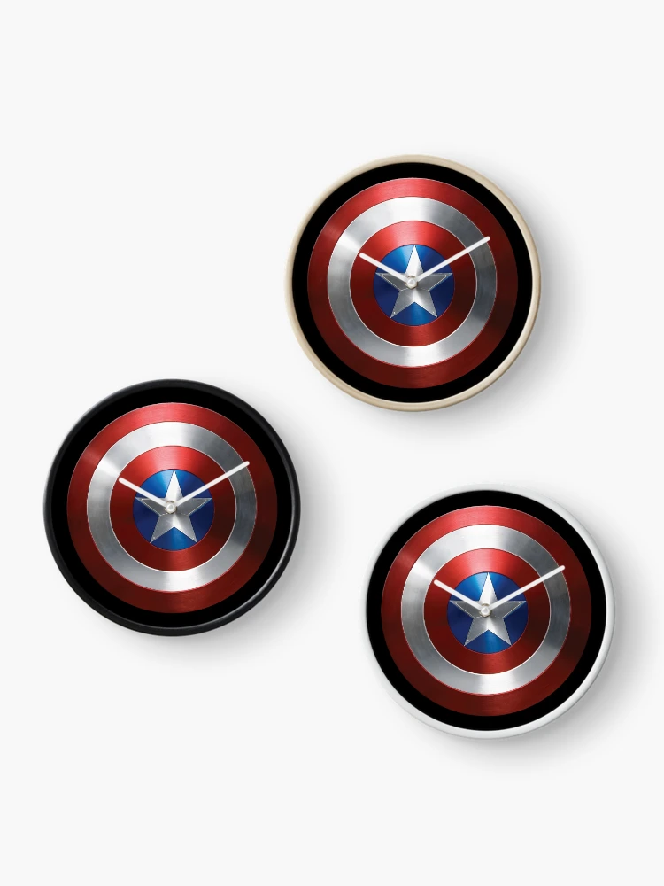 Thumbnail 3 of 4, Clock, Captain America Shield design designed and sold by Mad Apparel.