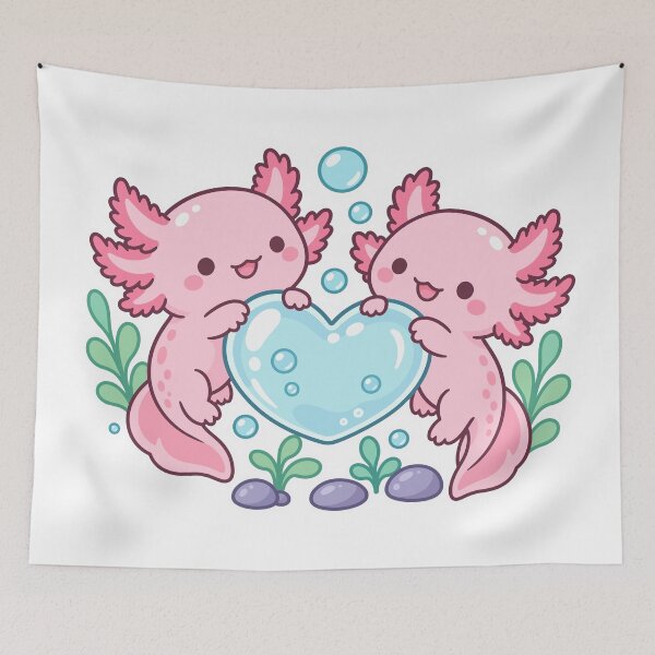 Item preview, Cute Axolotl Couple Holding a Water Heart designed and sold by codex401.