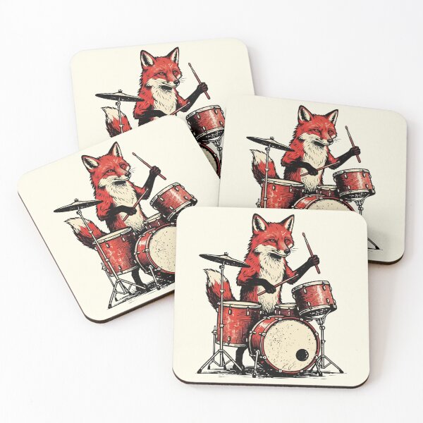 Item preview, Rock Fox Playing Drums Heavy Metal Wildlife Art designed and sold by Amir Faysal.
