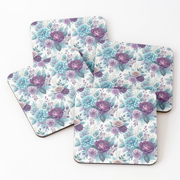 Item preview, Purple Blue Winter Rose Floral Pattern designed and sold by Storybook Botanica.