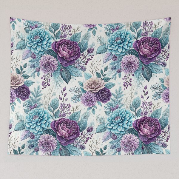 Item preview, Purple Blue Winter Rose Floral Pattern designed and sold by Storybook Botanica.